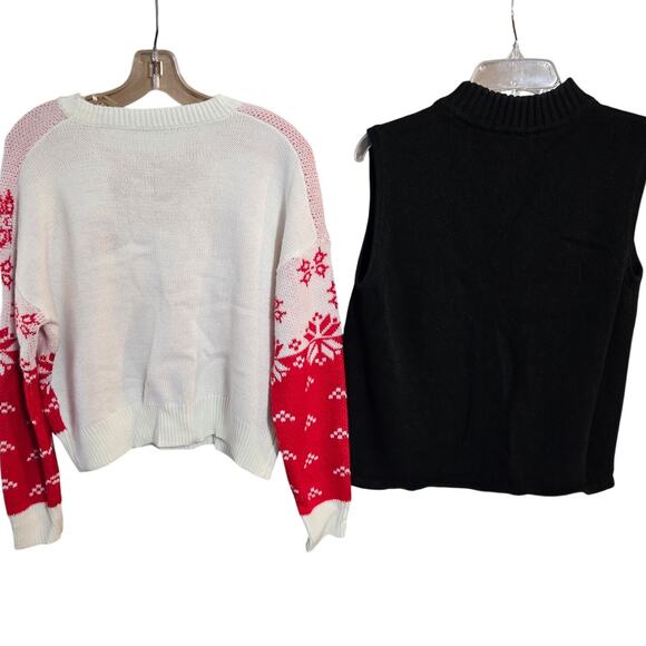 Wholesale Bulk Lot 2 Women's Medium 8 10 Long Sleeve Winter Christmas Sweaters - Picture 3 of 4